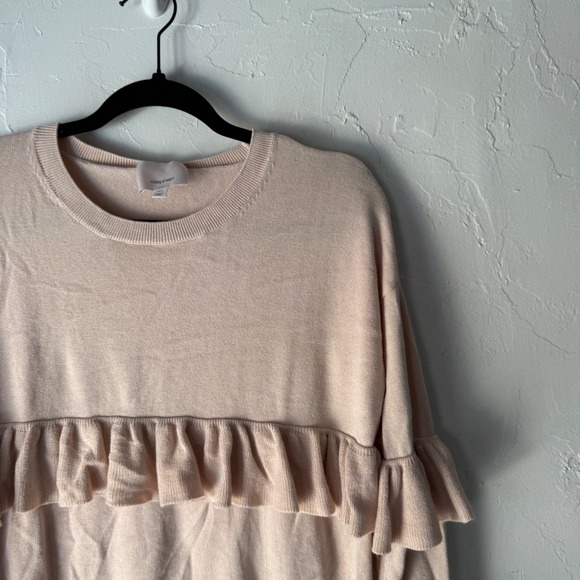 Cinq a Sept Beige Pink Silk Cashmere Ruffle Sweater XS Coquette Romantic - Picture 3 of 11